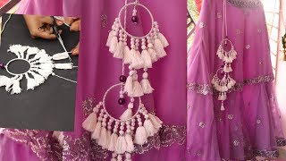 Make latkan for lehenga using threads |long white tessel latkan