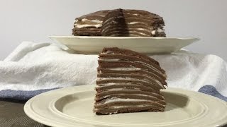 Chocolate Mille Crepe with  Whipped Chocolate Ganache 巧克力千层蛋糕配香浓巧克力酱