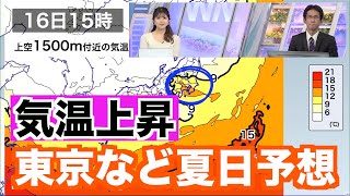 【東京など25℃以上の夏日予想】関東は昨日より大幅に気温上昇