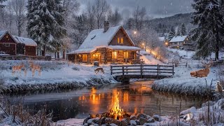 ❄️🔥Snowy Forest Bliss | Winter Pines, Warm Firelight \u0026 Enchanting Calmness🌲✨