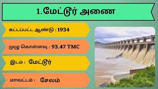 30 Tamil Nadu Dams and Its Capacity | List of Tamil Nadal Dams 2021| தமிழக அணைகள் | Dams | Tamil GK