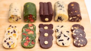 Cách Làm 5 LOẠI BÁNH QUY BƠ Từ 1 Mẻ Bột bằng Nồi Chiên Không Dầu | 5 Flavors Icebox Cookies Recipe