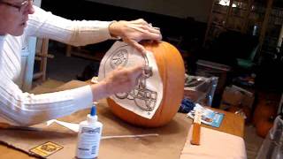 Pumpkin carving -(Never Poke again!) Easy Pattern application on an artificial Pumpkin