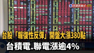 台股「報復性反彈」開盤大漲380點 台積電.聯電漲逾4%－民視新聞