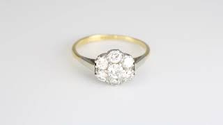 Vintage 18ct Gold 7 Stone Diamond Daisy Cluster Ring - SH6169