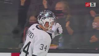 Brendan Lemieux dishes the pass to Arthur Kaliyev, who redirects it in from the hashmarks.