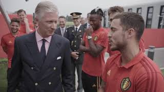 The King of Belgium visits the Belgian national team and jokes with Eden Hazard