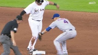 NYM@MIA: Granderson nabs Bour in Leathersich's debut