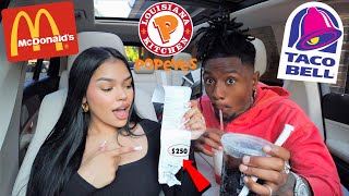 Letting The Person In Front of Us Decide What We Eat for 24 Hours | Drive Thru C