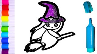 How to draw a Halloween witch / Балаларға Хэллоуинді қалай оңай салуға болады / Ведьма на Хэллоуин