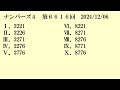 2024年12月6日　数字選択式宝くじ予想 ナンバーズ3 ナンバーズ4 ロト6 ロト7 ビンゴ5 宝くじ