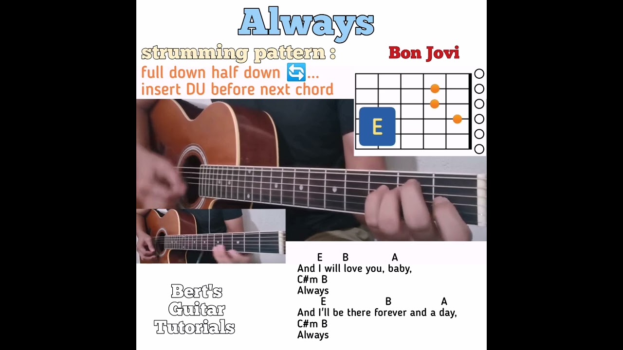 Always Bon Jovi Guitar Chords W Lyrics Strumming Tutorial Guitar
