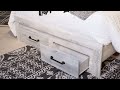 cambeck whitewash queen panel bed with one side storage