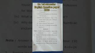 BA 1st semester English Question paper 2023 #shorts #ytshorts #viral #trending #BA #Questionpaper