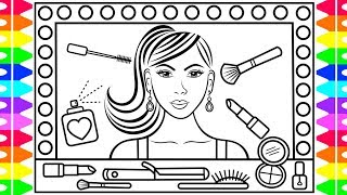 How to Draw MAKEUP on a FACE 💅💄💋MAKEUP on a FACE Drawing | Makeup Coloring Pages