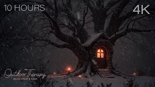 Frostbound Treehouse | Howling Wind & Blowing Snow Ambience [4K] RELAX | STUDY | SLEEP | 10 Hours