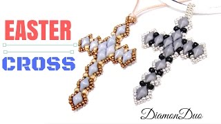 How to make a Easter Cross with DiamonDuo beads - Beading Ideas