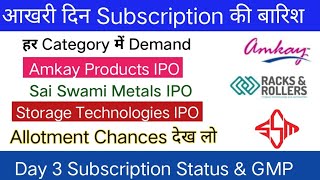 Amkay Products IPO | Sai Swami Metals IPO | Storage IPO | subscription & Allotment Chances ?