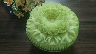 แกะสลักเมล่อนเขียว (เมล่อนญี่ปุ่น)Melon carving  | Fruit carving design