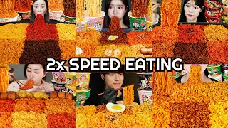 Six Flavour Samyang Buldak Ramen Fire Noodles Mukbang | 2x Speed Eating Show