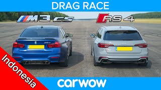 BMW M3 CS vs Audi RS4 - review & DRAG RACE, ROLLING RACE & TES PENGEREMAN