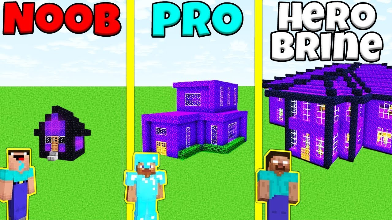 Minecraft Battle: NOOB Vs PRO Vs HEROBRINE: PORTAL HOUSE BUILD ...