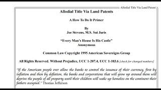 Allodial Title Via Land Patents #1 - Explained