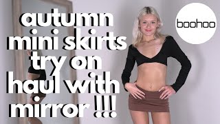 autumn mini skirts try on haul with mirror !!!