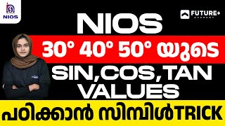 30°, 40°, 50° യുടെ SIN, COS, TAN VALUES പഠിക്കാൻ സിമ്പിൾ TRICK |National Institute of Open Schooling