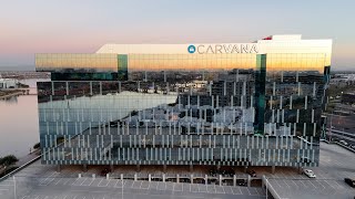 Tempe Town lake Arizona - Reflective buildings along waterfront Drone