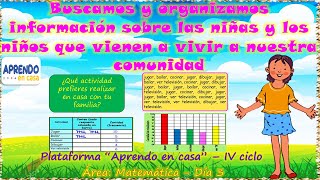 Buscamos y organizamos información sobre las niñas y niños que vienen a vivir a nuestra comunidad