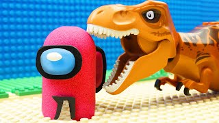 Among Us vs Dinosaur - Lego Kinetic Sand