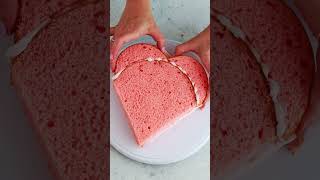 The easiest way to make a heart shaped cake from round cake layers ♥️ #shorts #valentinesday #cake