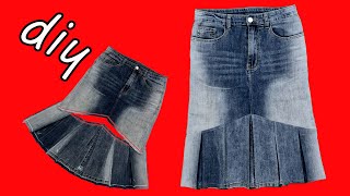 diy 낡은 청바지로 맞주름 스커트 만들기/데님으로 주름 치마 만들기/Making a pleated skirt with jeans/making a skirt out of denim