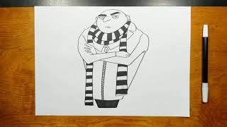 How to draw GRU - DESPICABLE ME CHARACTERS step by step