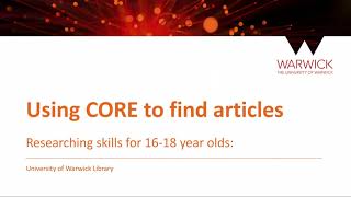 Using CORE to find articles