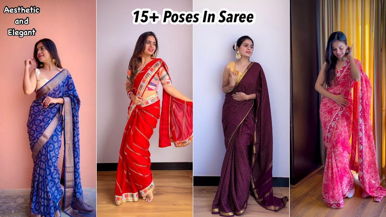 15 Poses In Saree You Must Try | Elegant And Aesthetic | Santoshi ...