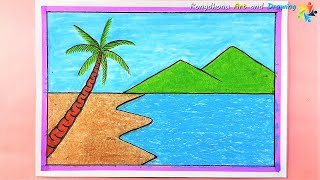 Scenery Drawing😍😍VERY Easy Drawing 🔴 Painting