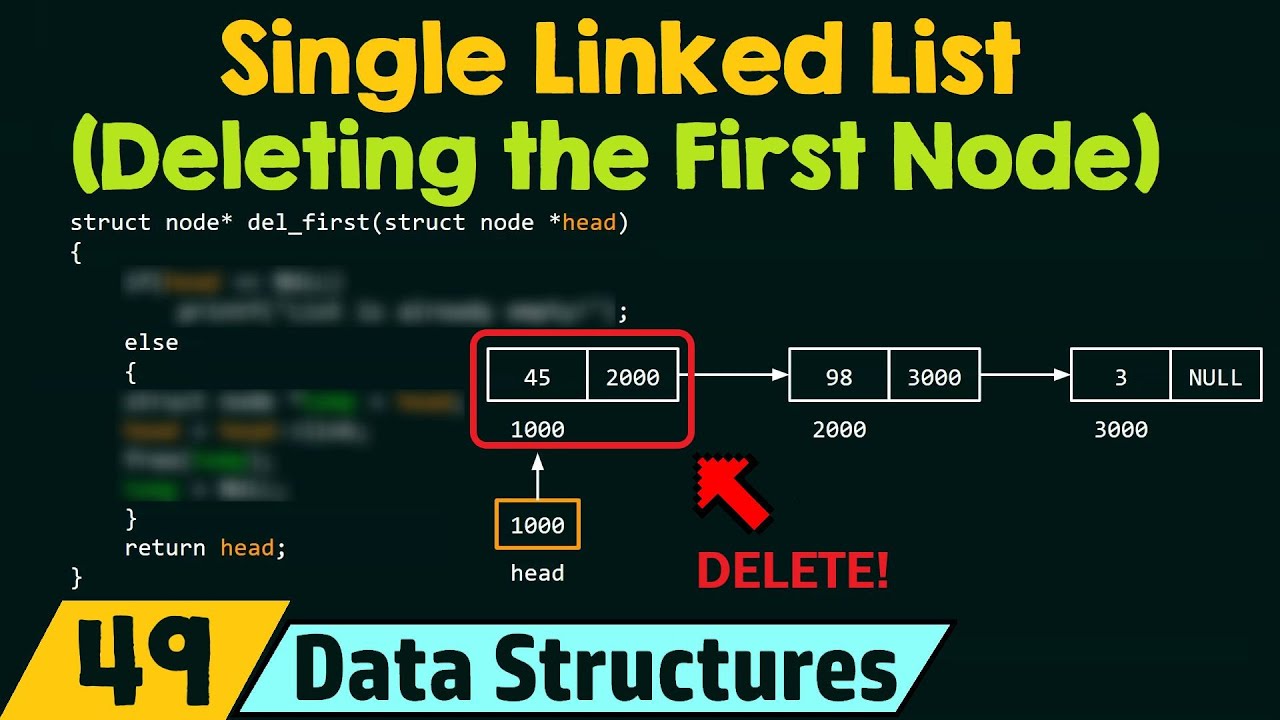 Single Linked List Deleting The First Node Youtube
