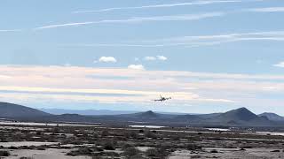 Landing of the first check flight of A380-841, 9H-GLOBL at Mojave Airport, United States.