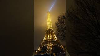 The Eiffel Tower sparkling at night