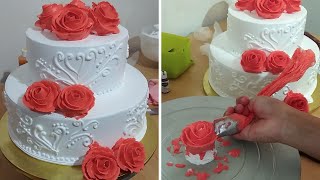 PASTEL DE BODA | como decorar una torta de matrimonio con crema chantilly