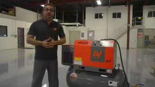 Apache A5 Rotary Screw Air Compressor - Sound Level Demonstration