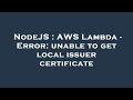 NodeJS : AWS Lambda - Error: unable to get local issuer certificate