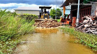 Project!! Build Foundation Roads For Peoples By Truck \u0026 Unloading Stone Dozer Pushing