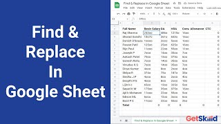 Find & Replace in Google Sheet | Google Sheet Tutorials | GetSkilld