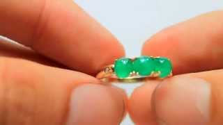 0.96cts Flirty Colombian Emerald Diamond \u0026 Gold Band Ring 10k