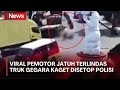 Viral Pemotor Jatuh Terlindas Truk Gegara Kaget Disetop Polisi