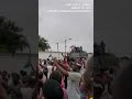 crowd cheer army convoy after gabon coup declaration