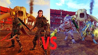 Malus and Lokhir vs Gor-Rok and Kroq-Gar. Total War Warhammer 2